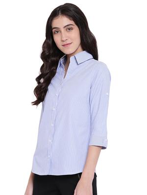 curved hem pinstriped shirt - 15831802 - Standard Image - 2