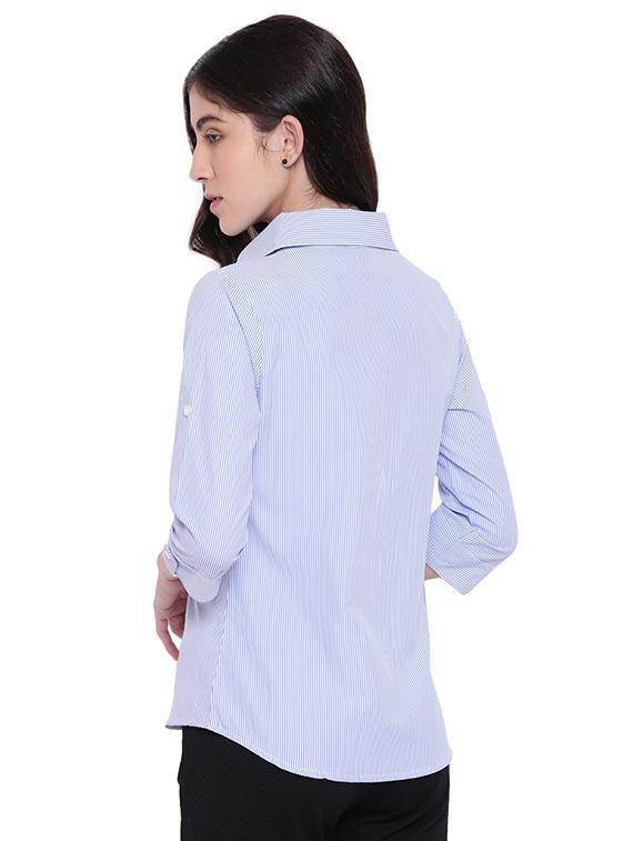 curved hem pinstriped shirt - 15831802 - Zoom Image - 3