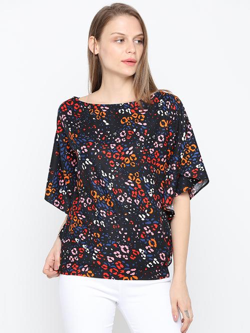 boat neck printed top - 15832058 - Standard Image - 1