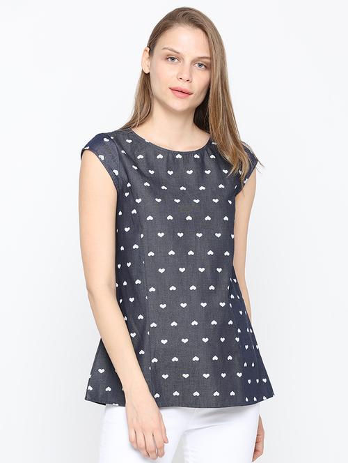 cap sleeved printed top - 15832084 - Standard Image - 1