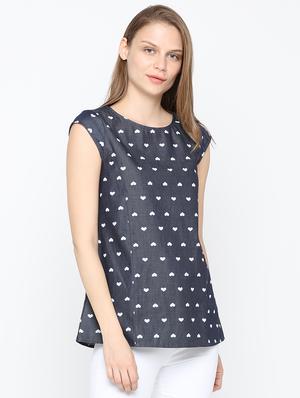 cap sleeved printed top - 15832084 - Standard Image - 2