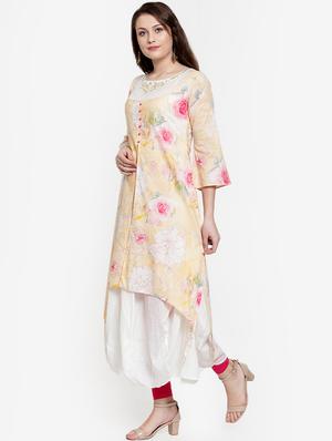 high low floral kurta - 15832344 - Standard Image - 2