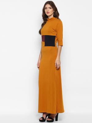 mock neck color block maxi dress - 15833442 - Standard Image - 2