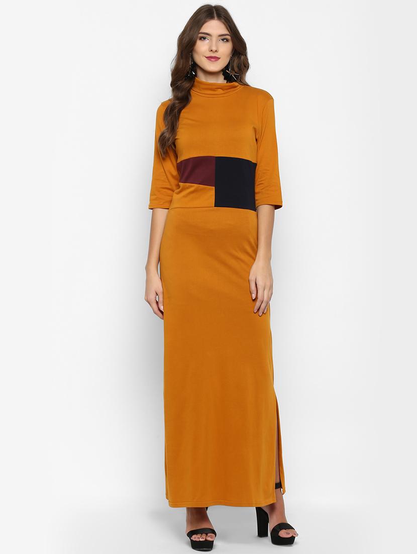 mock neck color block maxi dress - 15833442 - Zoom Image - 1