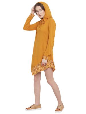 pocket patch hooded neck asymmetric dress - 15833475 - Standard Image - 2