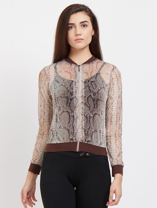 zipper detail sheer jacket - 15835185 - Standard Image - 1
