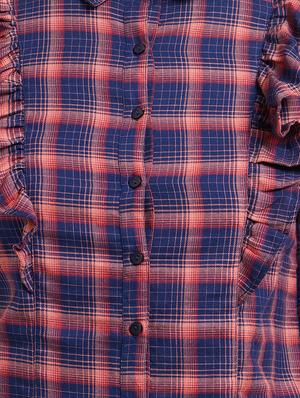 ruffle detail checkered shirt - 15835319 - Standard Image - 5