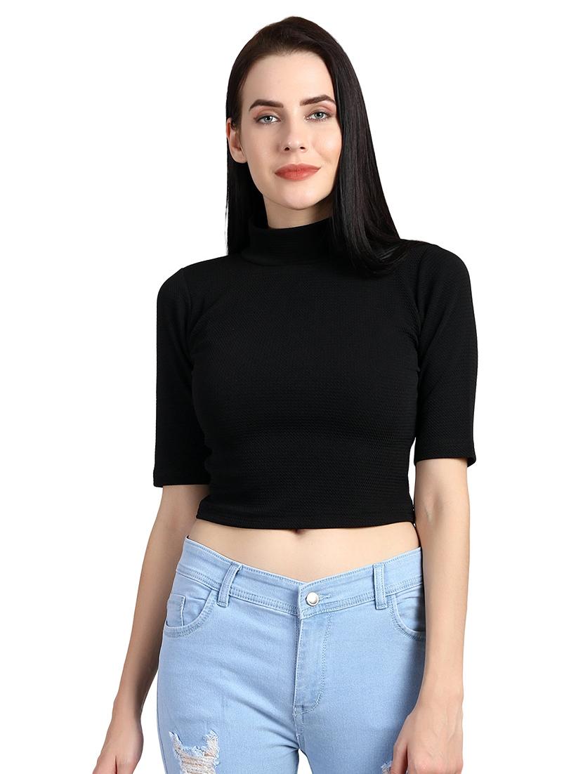 mock neck crop top - 15835438 - Zoom Image - 1