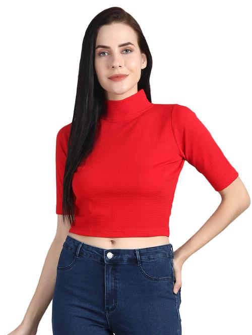 mock neck crop top - 15835439 - Standard Image - 1