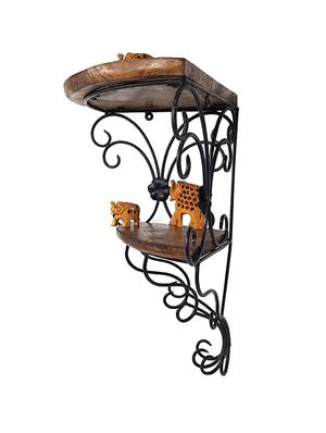 wall hanging fancy double bracket wooden, iron wall shelf - 15836043 - Standard Image - 3