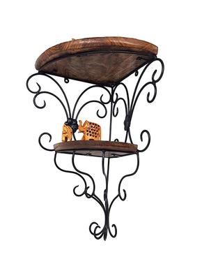 wall hanging fancy double bracket wooden, iron wall shelf - 15836043 - Standard Image - 4