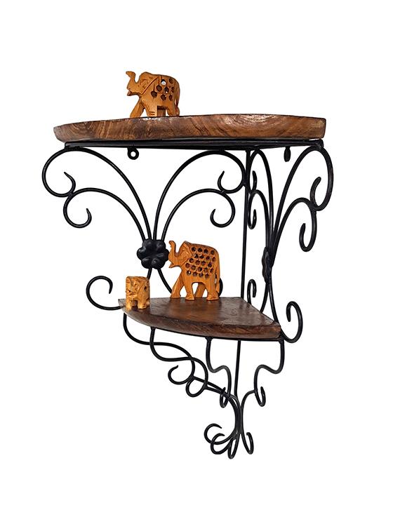wall hanging fancy double bracket wooden, iron wall shelf - 15836043 - Zoom Image - 2