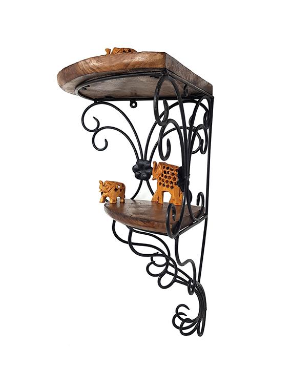 wall hanging fancy double bracket wooden, iron wall shelf - 15836043 - Zoom Image - 3