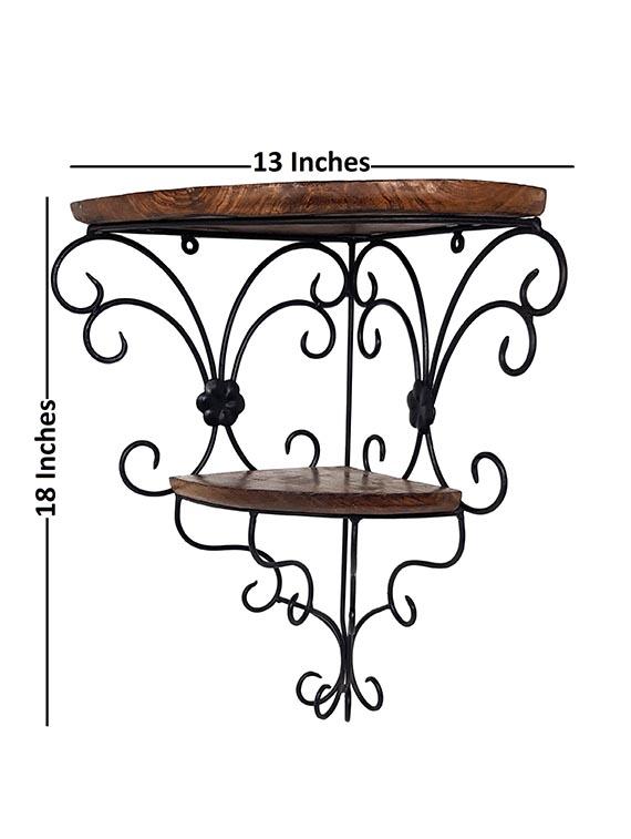 wall hanging fancy double bracket wooden, iron wall shelf - 15836043 - Zoom Image - 5
