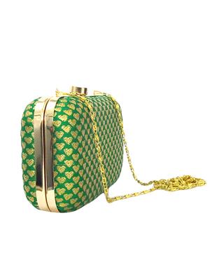 green silk box clutch - 15836283 - Standard Image - 4