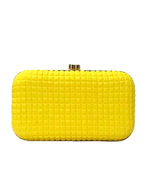 yellow leatherette (pu) box clutch - 15836285 - Standard Image - 1