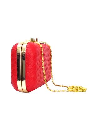 red leatherette (pu) box clutch - 15836286 - Standard Image - 4