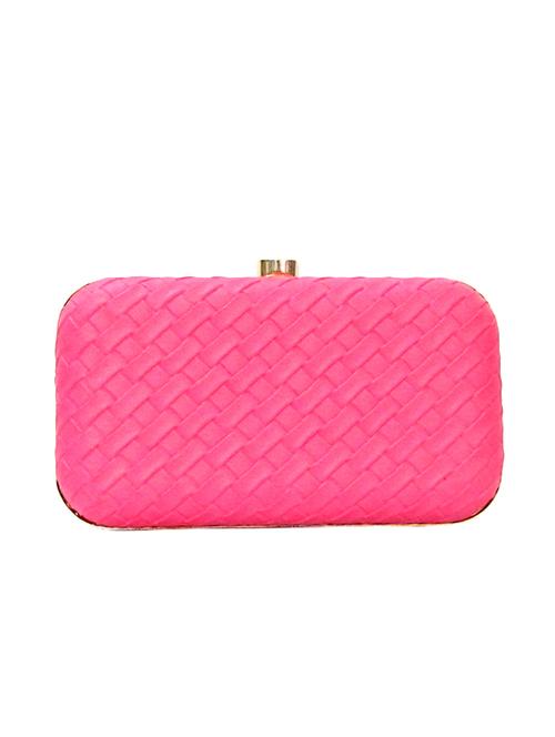 pink leatherette (pu) box clutch - 15836287 - Standard Image - 1