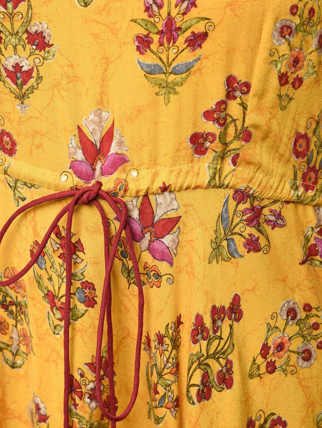 yellow viscose aline kurta - 15836307 - Zoom Image - 6