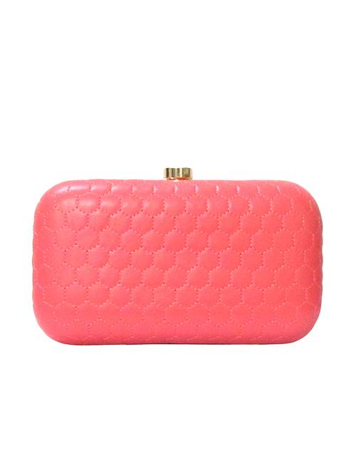 pink leatherette (pu) box clutch - 15836329 - Standard Image - 1