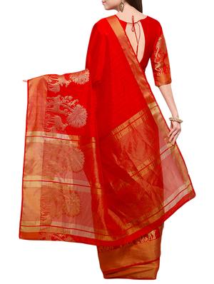 conversational woven saree with blouse - 15837351 - Standard Image - 2