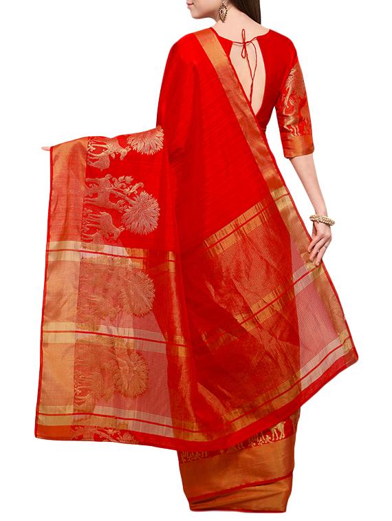 conversational woven saree with blouse - 15837351 - Zoom Image - 2