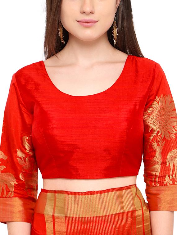 conversational woven saree with blouse - 15837351 - Zoom Image - 3