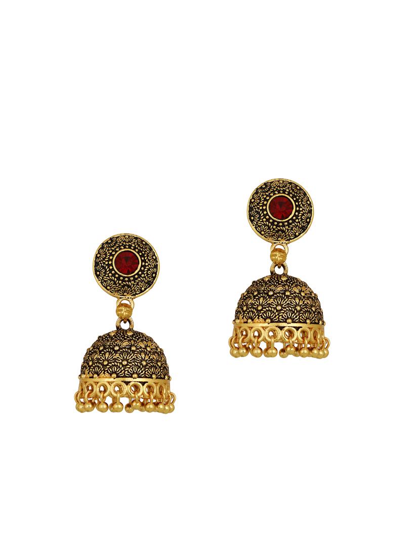 brown brass jhumka earring - 15837414 - Zoom Image - 1