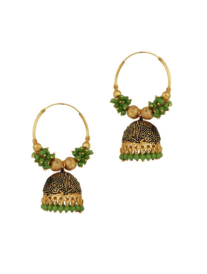 green brass jhumka earring - 15837568 - Zoom Image - 1