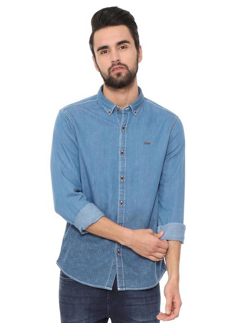 blue cotton casual shirt - 15837709 - Standard Image - 1