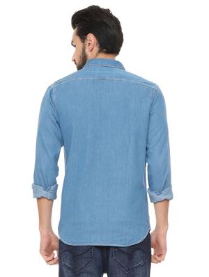 blue cotton casual shirt - 15837709 - Standard Image - 2