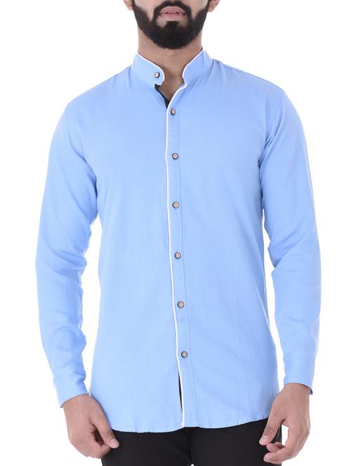 light blue cotton casual shirt - 15838449 - Standard Image - 1