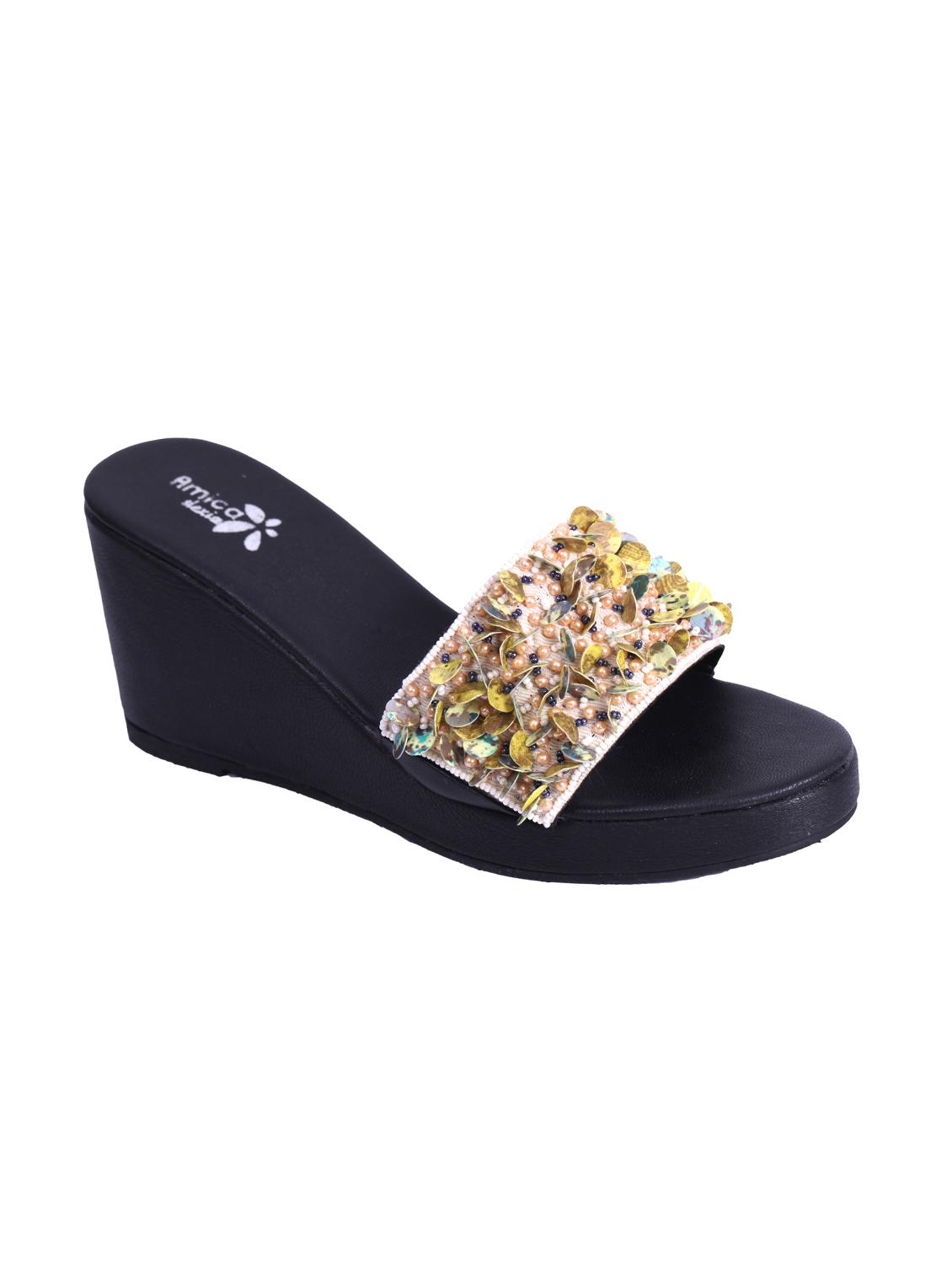 gold slip on wedges - 15838487 - Zoom Image - 1