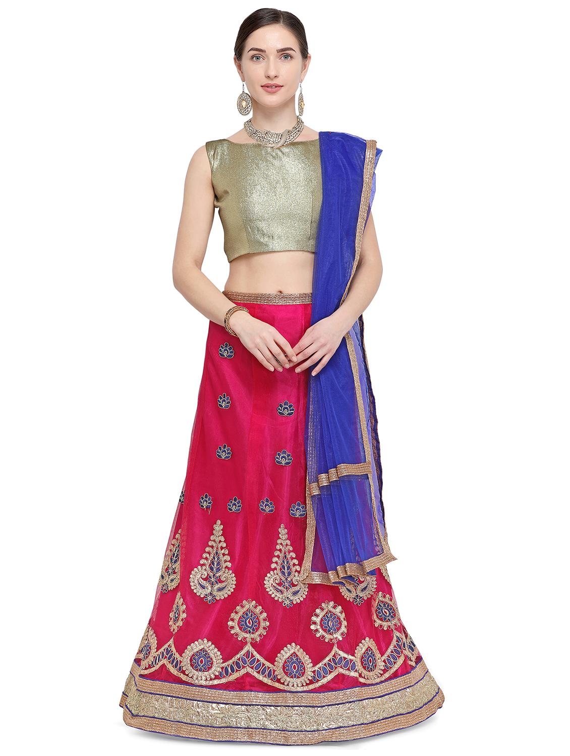embroidered pink flared lehenga - 15839995 - Zoom Image - 1