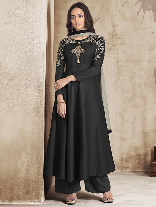 embroidered flared palazzo suit - 15840099 - Standard Image - 1