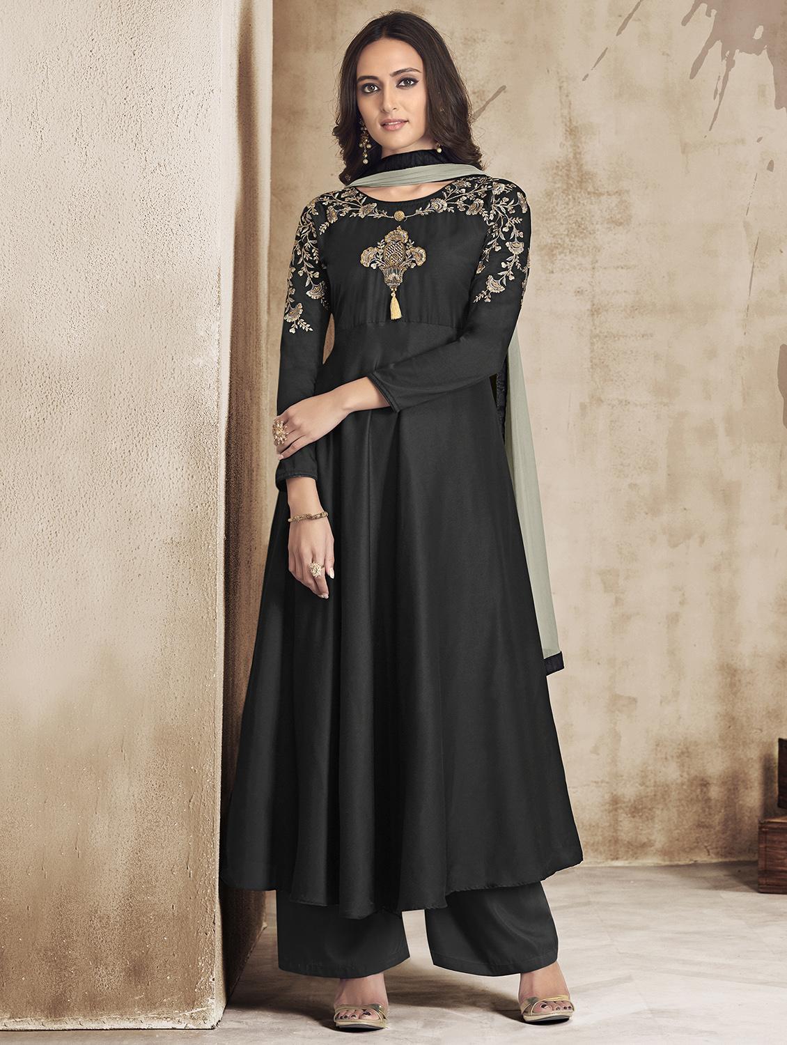 embroidered flared palazzo suit - 15840099 - Zoom Image - 1
