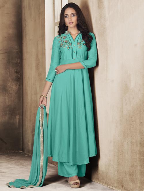 embroidered flared palazzo suit - 15840100 - Standard Image - 1