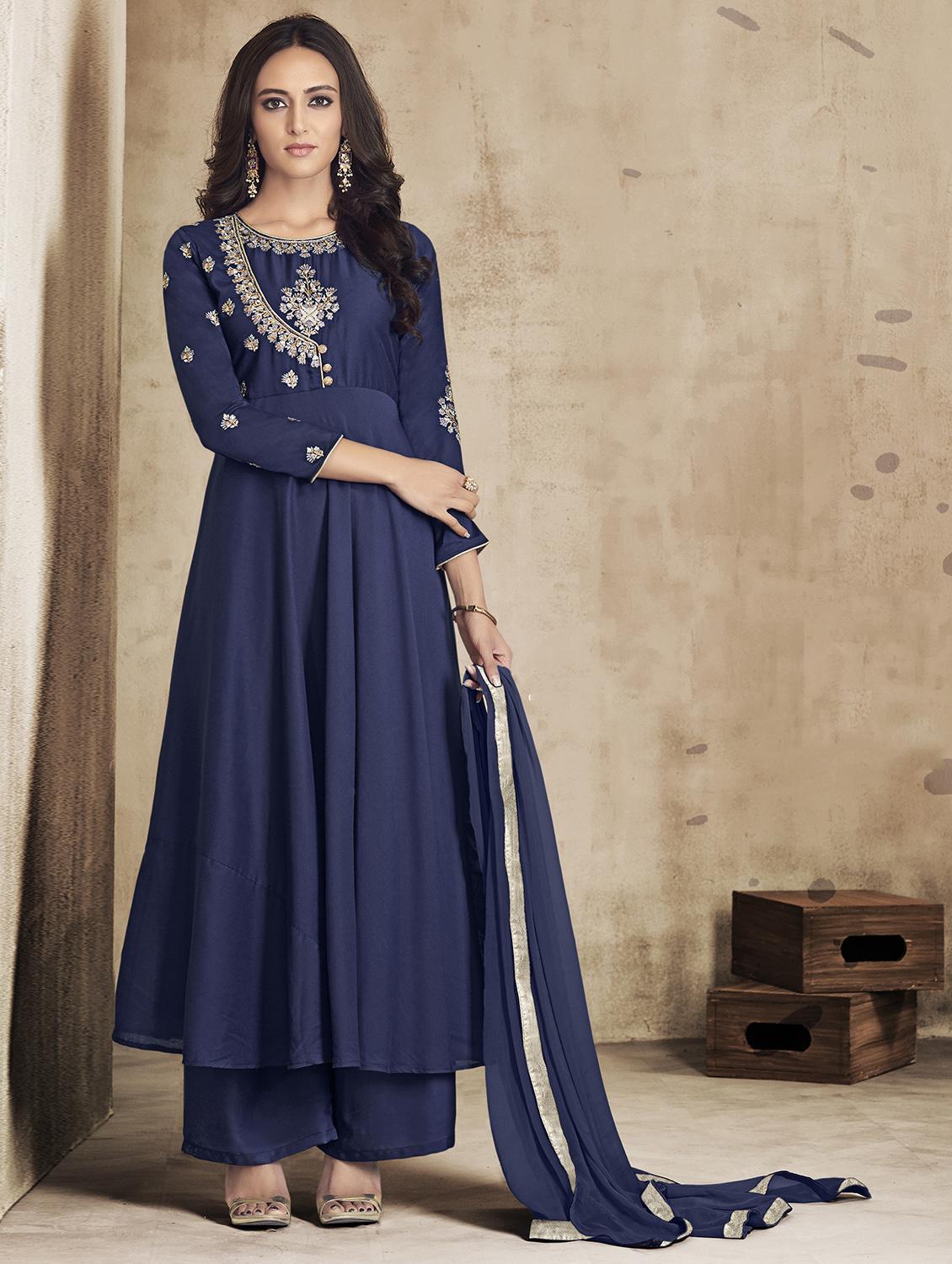embroidered flared palazzo suit - 15840101 - Zoom Image - 1
