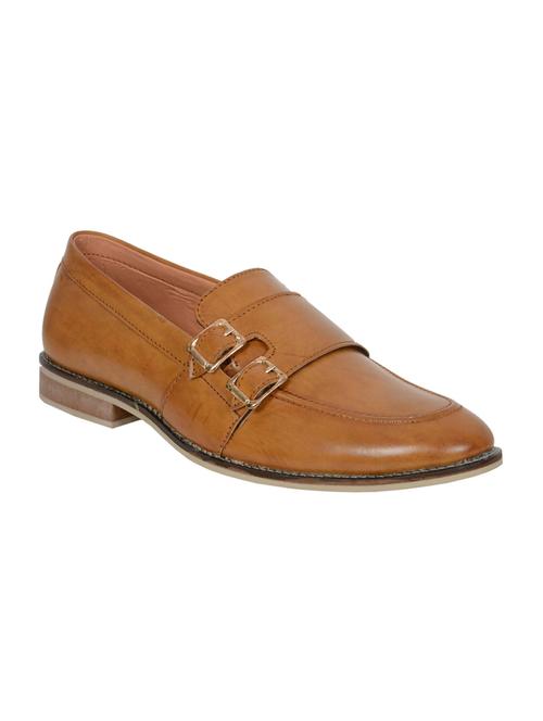 tan leatherette slip on monk straps - 15840262 - Standard Image - 1