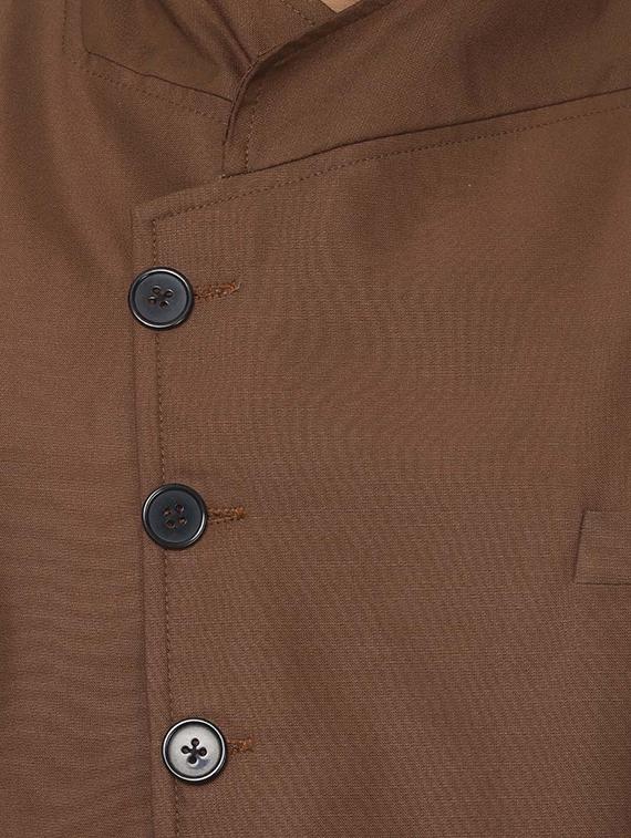 brown mandarin neck nehru jacket - 15840487 - Zoom Image - 5