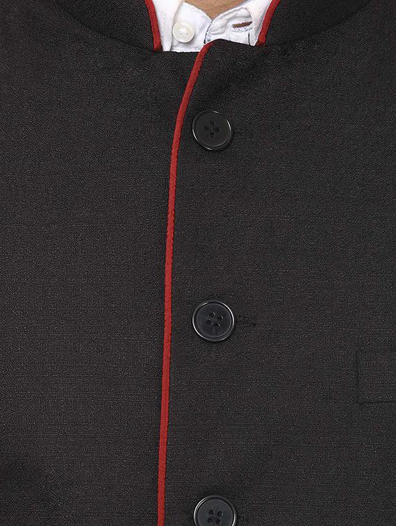 solid black nehru jacket - 15840495 - Zoom Image - 5