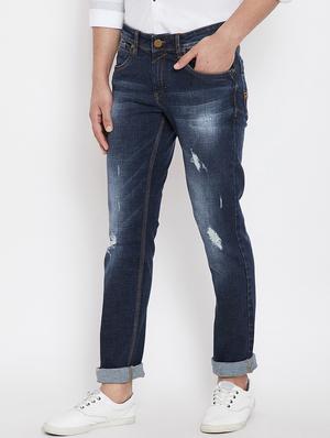 blue light washed ripped denim jeans - 15840832 - Standard Image - 2