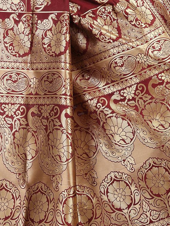 floral zari motif banarasi saree with blouse - 15840977 - Zoom Image - 4