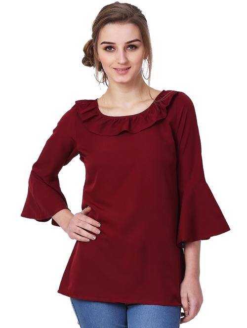 ruffle detail bell sleeved top - 15841641 - Standard Image - 1