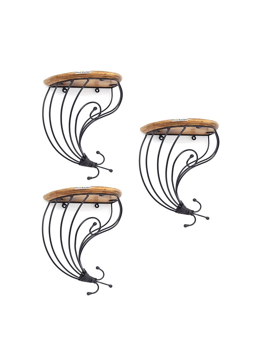 wooden & wrought iron wall bracket combo pack of 3 - 15842561 - Zoom Image - 1
