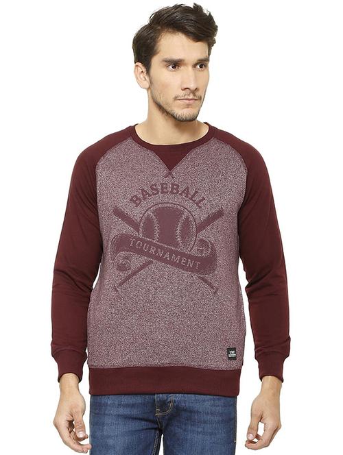 maroon printed raglan t-shirt - 15842900 - Standard Image - 1