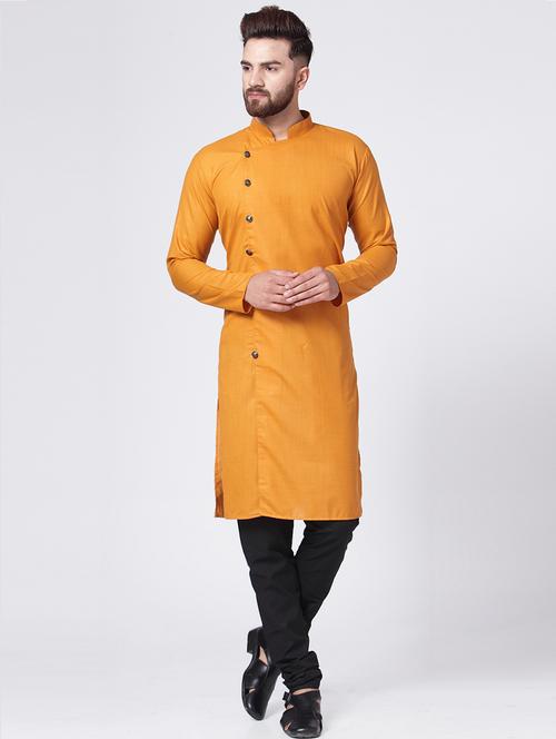 yellow cotton kurta pyjama set - 15843073 - Standard Image - 1