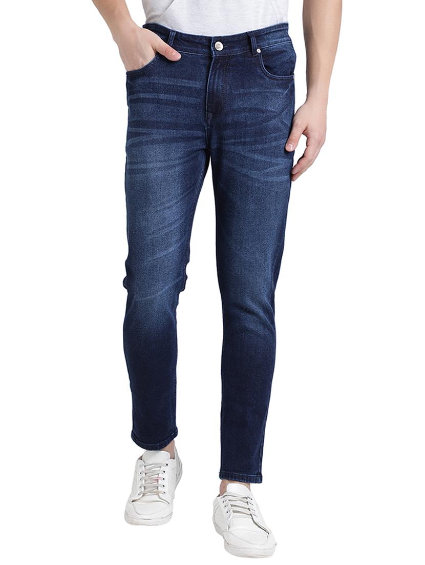 blue cotton blend washed jeans - 15843151 - Zoom Image - 1