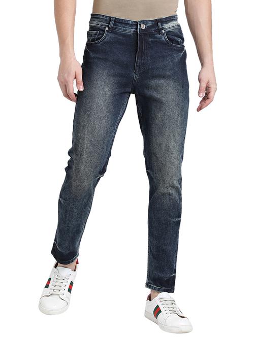 blue cotton blend washed jeans - 15843153 - Standard Image - 1