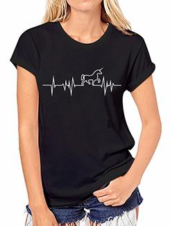 turn up sleeved graphic print tee - 15844126 - Standard Image - 1